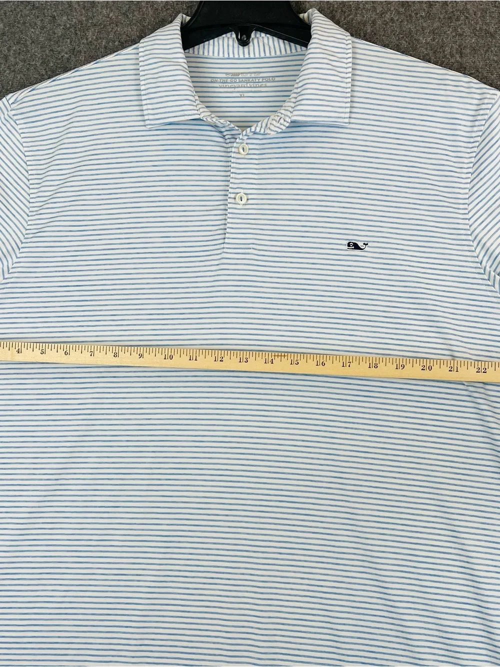 Vineyard Vines On-The-Go Sankaty Polo Shirt Men XL Blue Striped Performance - Picture 11 of 14
